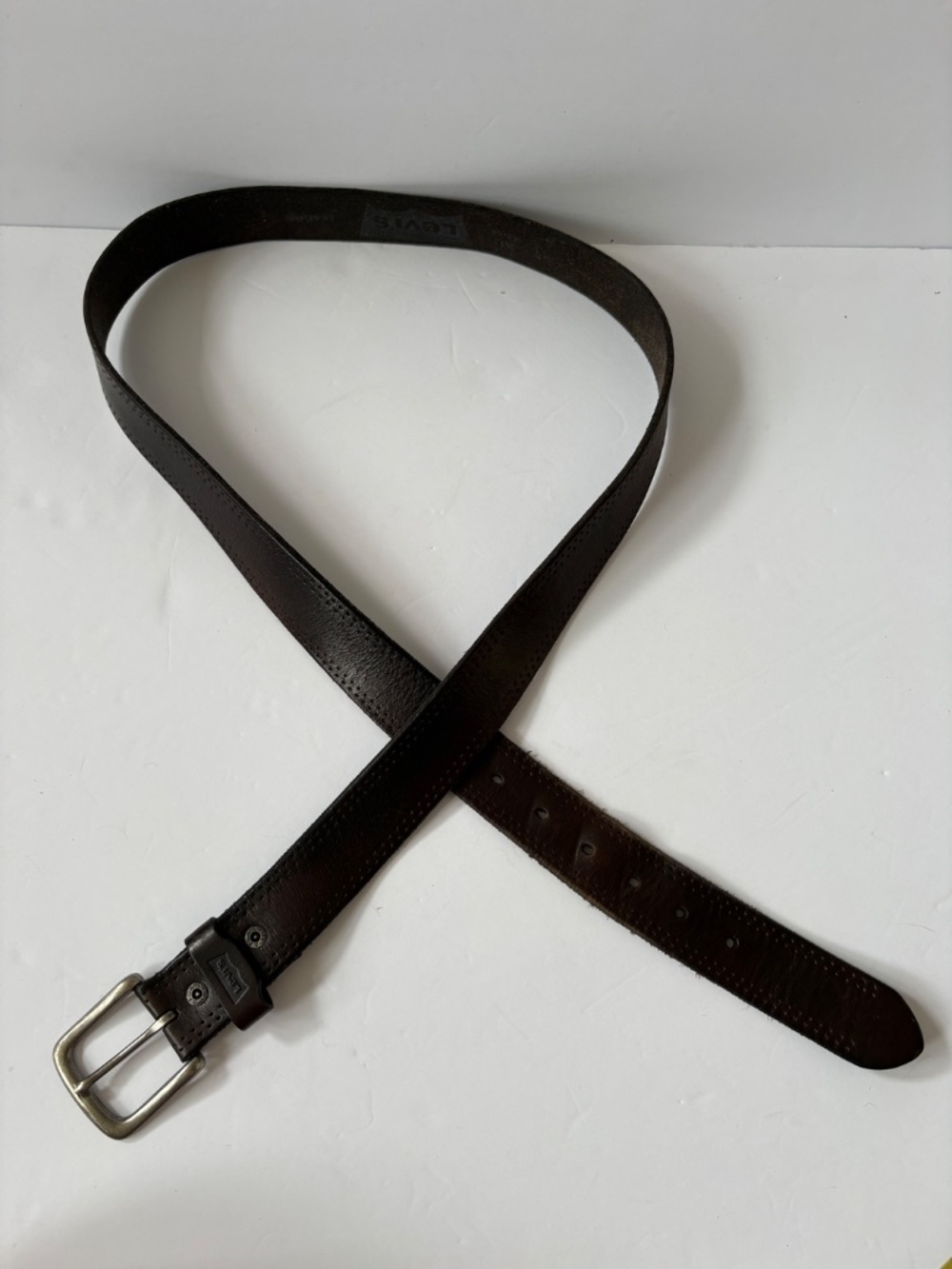 VNTG Levi’s Dark Brown Leather XL Belt Western‎ Cowboy Grunge Rock Durable Soft